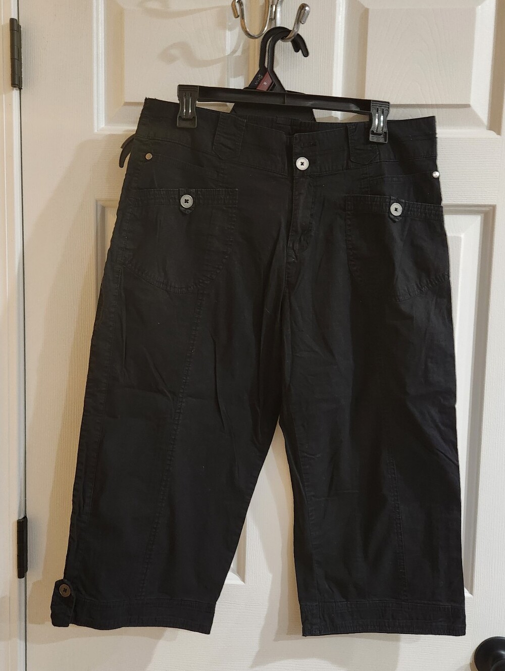 Style Co Black Cotton Capri Pants Size 12 Missing Button